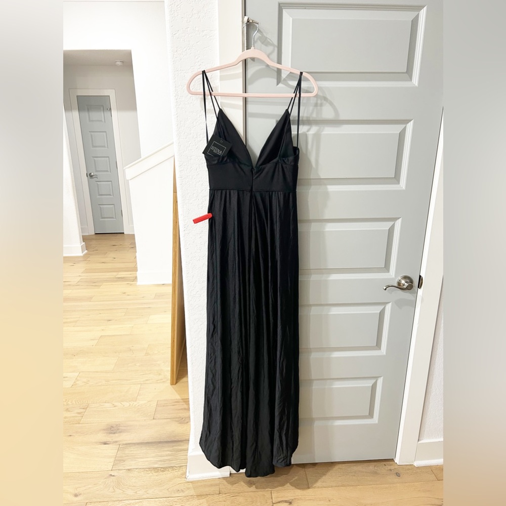 NWT Mac Duggal Ieena 26165 Plunge Neck High Slit Gown Black - Picture 3 of 4